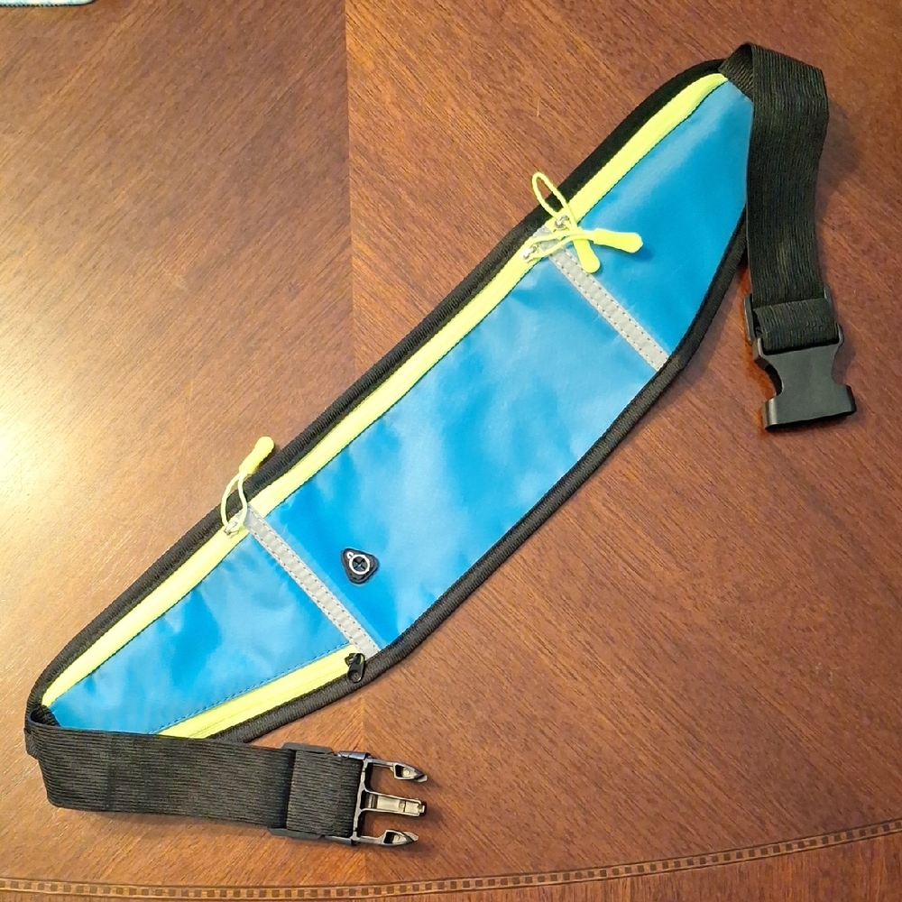 Blue and Yellow Running Belt - New Without Tags